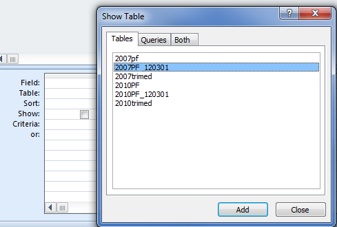 select table - comparing public folder item counts