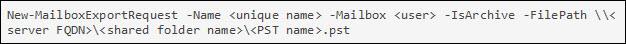 New mailbox export request - Export exchange 2016 mailbox to pst