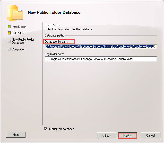 Log folder. Public folder database Exchange 2010.