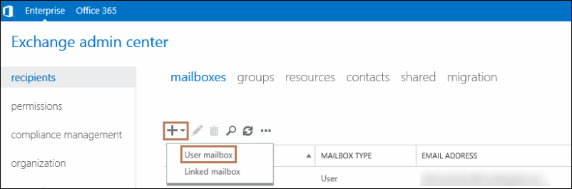 Create a Mailbox in Exchange 2016