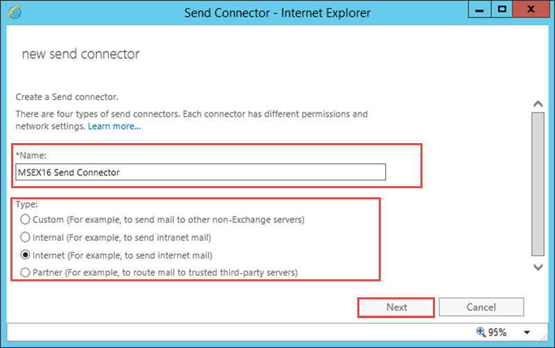 send connector - Configure Mail Flow And Client Access In Exchange 2016