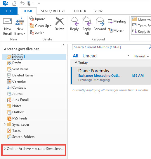 find archive folders in outlook 2013