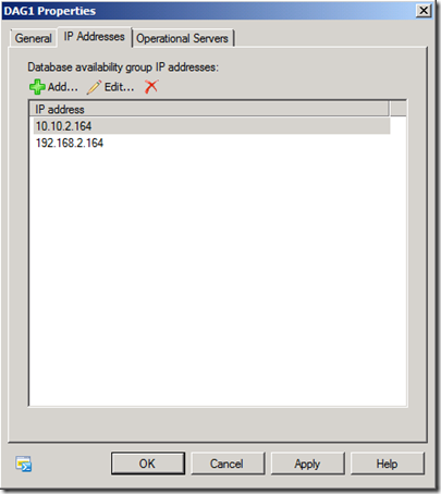 DAG 1 Properties - IP Address Conflict