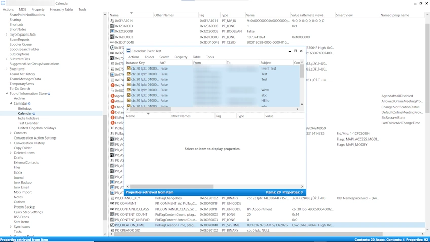 Identifying PR_CREATION_TIME in MFCMAPI to find the newer folder when you Delete Duplicate Folders in Outlook.